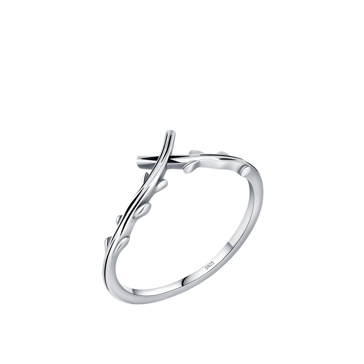 925 Silver Cross Olive Branch Ring