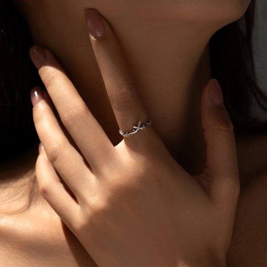 925 Silver Cross Olive Branch Ring