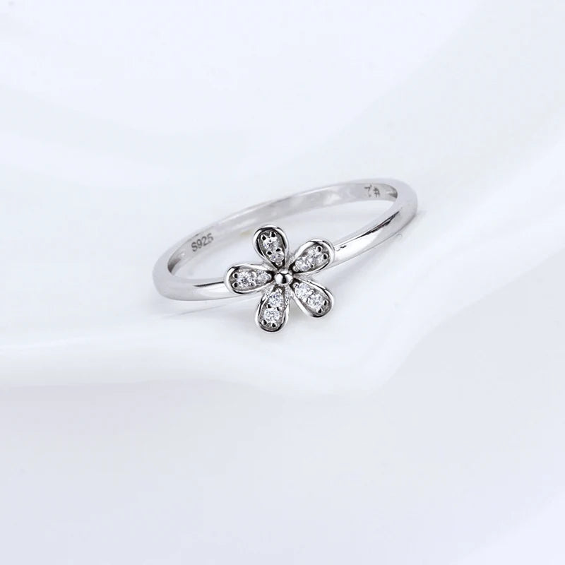 CLUCI Hot 925 Silver Classic Flower Rings Fashion Sterling Silver Women Party Jewelry Flower Ring DR1011SB