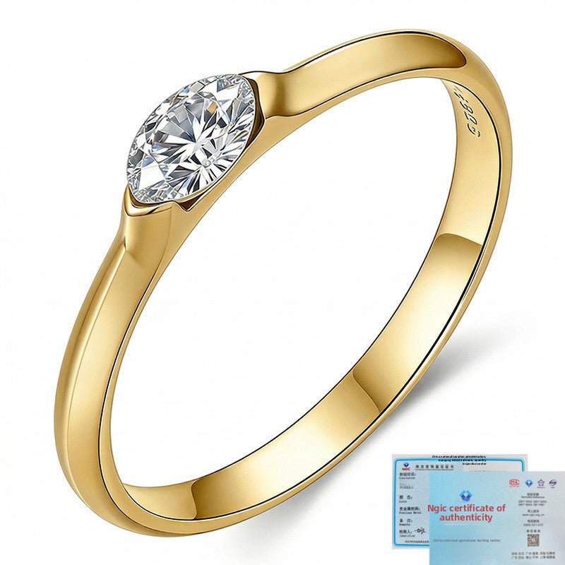 Elegant Cat's Eye Moissanite 925 Silver Ring