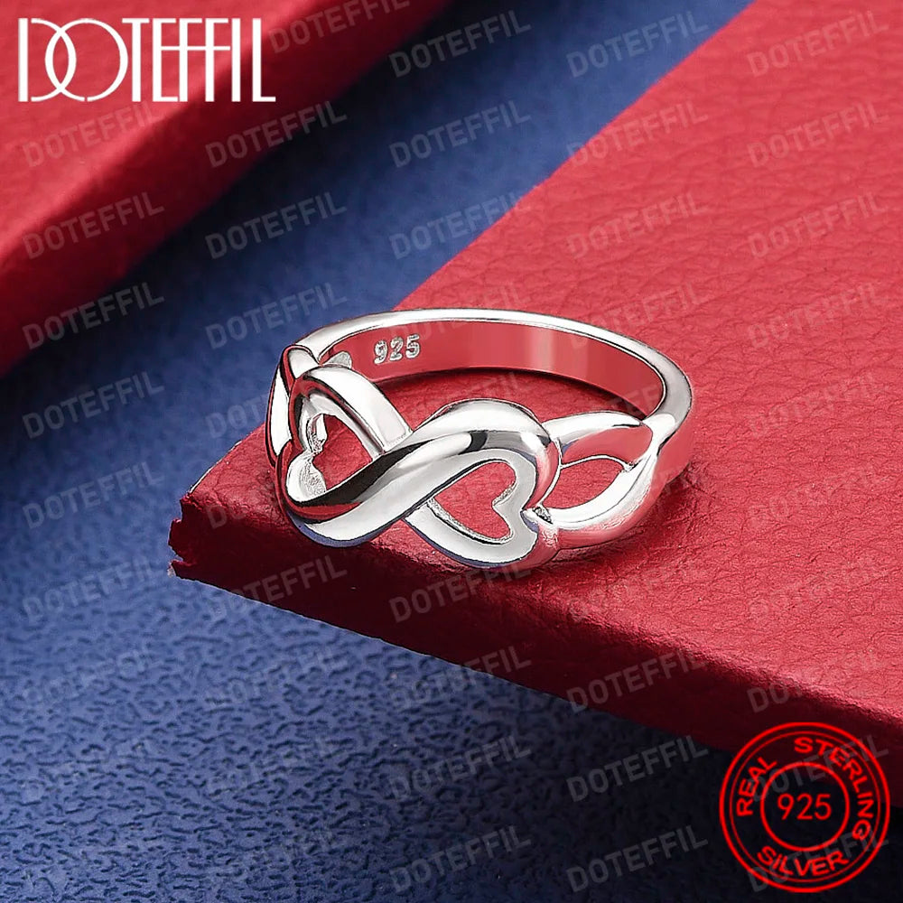 925 Sterling Silver Heart Ring Classic For Woman Fashion Wedding Engagement Party Gift Charm Jewelry