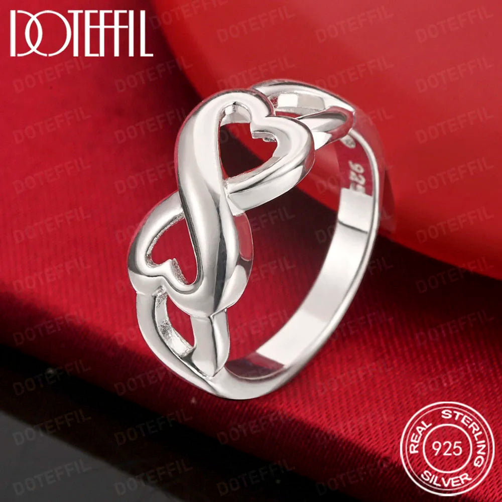 925 Sterling Silver Heart Ring Classic For Woman Fashion Wedding Engagement Party Gift Charm Jewelry