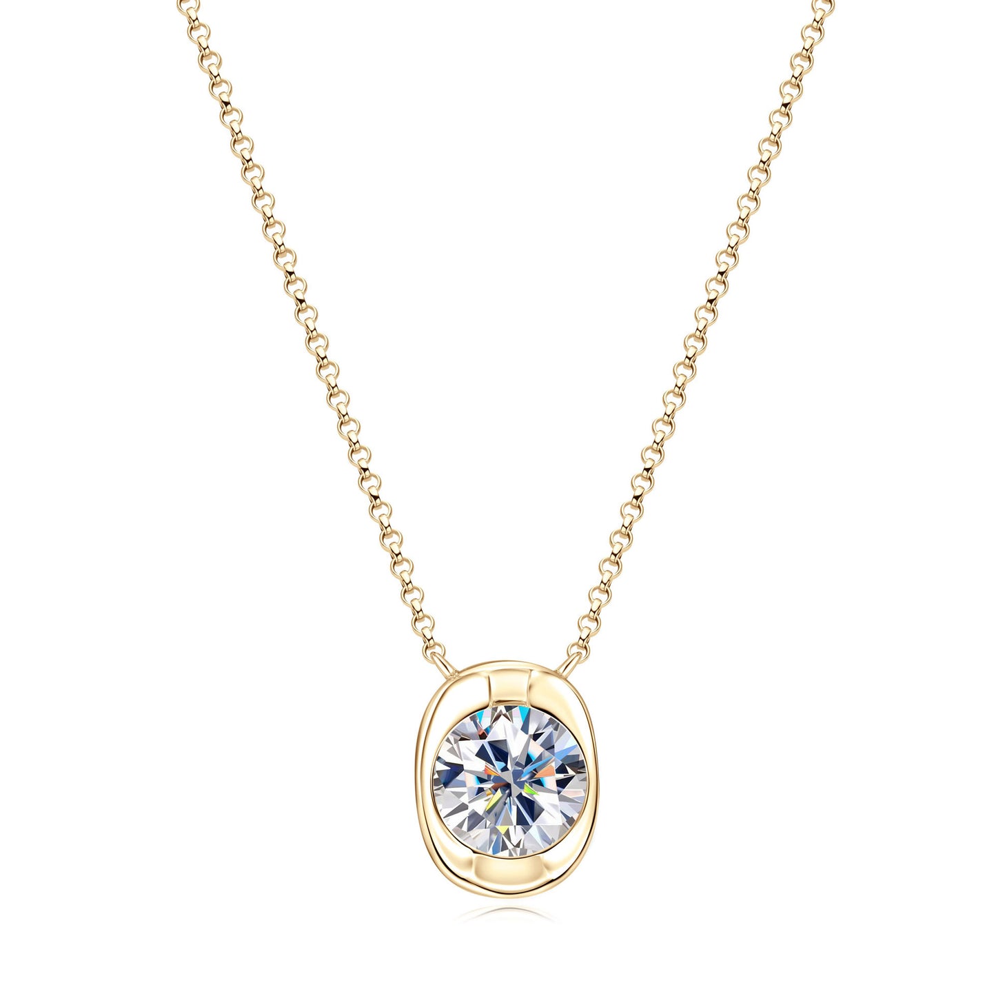 S925 Sterling Silver Moissanite Ingot Pendant Necklace